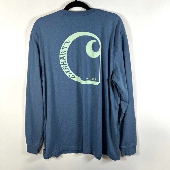 Carhartt Shirt Mens Size XL Blue Loose Fit Utility Work Pocket Long Sleeve Work - Picture 1 of 9